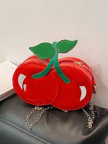 New Spring/Summer Creative Cherry Shape Shoulder Crossbody Bag, Cute Personalized Chain Handbag For Women - Red - View 8