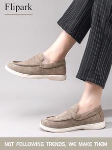 Flipark 1双女士米色绒面革套脚乐福鞋，软底舒适休闲步行鞋，适合日常穿着 - 米色 - 查看 3