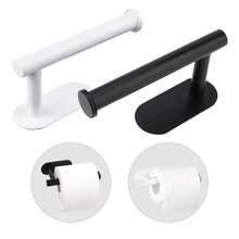 白色/黑色自粘式卫生纸架，无需打孔壁挂式安装，适用于厨房、浴室、卫生间 - 多色 - 查看 2