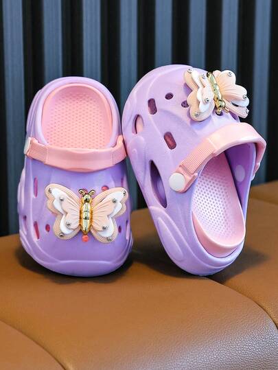 Kids Summer New Cartoon Cute Butterfly Lightweight Non-Slip Beach/Indoor Slippers For Boys And Girls