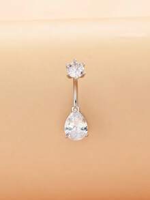 1 chiếc khuyên rốn bằng thép không gỉ kiểu dáng tối giản, hình giọt nước, đính đá lấp lánh, thích hợp đeo hàng ngày cho nữ. - Nhiều màu - Xem 2