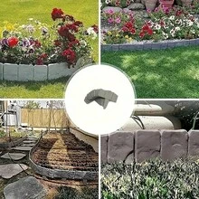 20 قطعة من أسوار الحديقة البلاستيكية الرمادية المتداخلة | تصميم حجر مزيف متين ، لا حاجة لحفر لحواف المناظر الطبيعية ، مناسبة للحديقة والممر والشرفة والشرفة - سهلة التركيب ومقاومة للطقس - B - مشاهدة 5