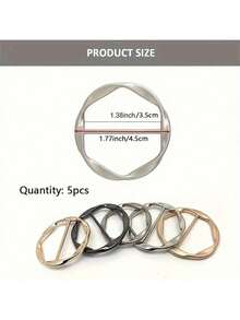 5pcs Multi-Functional Alloy Buckle Set - Versatile, Mix & Match, Shortening Tool, Corner Knot, Belt, T-Shirt Buckle, Casual Pop Culture Style - A - View 5