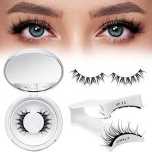 1 Set de Pestañas Postizas Magnéticas con Herramienta Aplicadora, Pestañas Magnéticas Reutilizables de Aspecto Natural, Ligeras Adecuadas para Maquillaje Natural - 1 Estilo - Negro - Ver 10