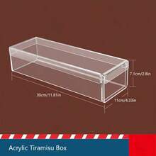 1 st transparent akrylform för tiramisu med lock, avtagbar rektangulär cheesecakeform, fyrkantig tårtdisplaylåda för mousse, tårtfat - Vitt - Visa 6