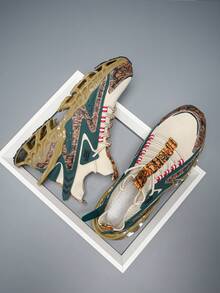 Men's Thick Sole Buckle High-Top Vibrant Casual Sports Sneakers, Fashion Shoes - Khaki - View 6