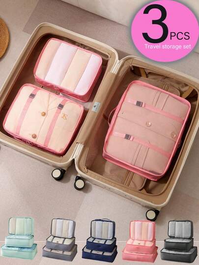 3/1 Set Multi-Functional Travel Organizer Makeup Bag, Large Capacity Clothing Storage Bag, Mesh Organizer Bag, Portable Ladies Cosmetic Organizer Bag, Suitable For Skincare, Makeup, Makeup Brushes, Powder, Lipstick, Beach, School, Bathroom, Holidays, Valentine's Day, Christmas, Gift For Family And Friends, Autumn/Winter Essential