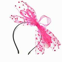 新款欧美派对波点大蝴蝶结蕾丝发箍，多层薄纱发圈发夹新娘发饰 - 黑色 - 查看 6