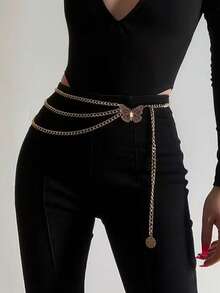 1 chiếc dây đeo eo mùa hè dành cho nữ, phong cách Gothic phương Tây, trang sức đi biển, dây đeo eo vàng Millennium, dây đeo eo màu ngọc lam, dây đeo eo cỡ lớn kiểu phương Tây dành cho nữ, trang trí nổi loạn cho vũ điệu, dây đeo eo hình tròn bằng kim loại đính đá giả màu đỏ, kiểu dáng cổ điển, cá tính, có thể có một vài lỗi nhỏ, thích hợp cho nữ mặc hàng ngày và dự tiệc. - Vàng - Xem 3