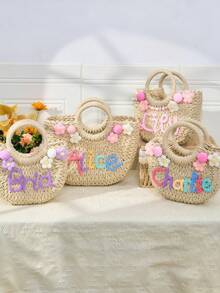 Personalised Hand Bag,Little Girls Bag Perainalised,Personalised Kids Handbag,Gifts For Girls,Customized Bridesmaid Gifts,Personalized Bag - Multicolor - View 7