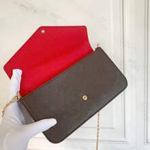 LOUIS - Bag, European And American Fashion Style With Vintage Flowers, 3-In-1, Classic Three-Piece Mahjong Bag With Shoulder Chain - 老花玫紅 - 查看 5