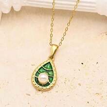 Manta Ray Pendant Necklace, Opal, Manta Ray, Snake, Stainless Steel Necklace, Wheat Chain, For Women, Men, Summer, Beach, Mobula, 42555808 - 藏蓝色 - 查看 2