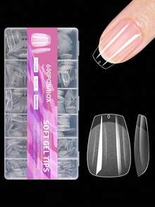 600pcs Almond-Shaped Short Matte Transparent Acrylic False Nail Tips, Semi-Finished Artificial Nails, Suitable For DIY Manicure, Press-On Nails And Other Nail Art Supplies - Multicolor - View 3