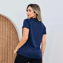 Kit Of 2 Women's Dry Fit T-Shirts For Gym, Workout, And Fitness - Azul Marino - Ver 3