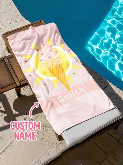 Personalized Children's Beach Towel, Perfect Summer Birthday Gift, Suitable For Various Summer Occasions. Customizable Beach Towel And Accessories, Applicable For Beach, Swimming Pool, Travel, Camping, Yoga And Other Scenarios.