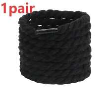 1pair Fashion Wide Round Chunky Rope Shoe Laces Replacement Strings For Casual Sneakers - 1雙黑色 - 查看 11