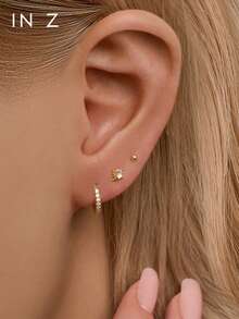 IN Z 1Pc 925 Sterling Silver Pure Natural Moonstone Inlaid With Miniature Sun Flat Back Labret Stud | Tiny Stud Earrings | Stacking Earring | Miniature Sun Earring | 925 Sterling Silver Jewelry | Suitable For Women's Daily Wear | Sold As 1 Piece (Not 1 Pair) - Natural Moonstone Mini Sun Earrings (per Piece) - View 7