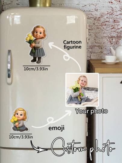 1pc/3pcs/5pcs Personalized Custom Cartoon Filter And Label Filter Photo Acrylic Fridge Magnets - Exclusive Magnetic Souvenirs, Suitable For Gift Giving, Photo Display, Note Storage And Fridge Decoration Functions. They Blend Real Memories With A Cute Cartoon Atmosphere, Adding Fun To Ordinary Memories And Bringing Daily Warmth. They Are Unique Souvenirs For Couples To Mark Love Milestones.