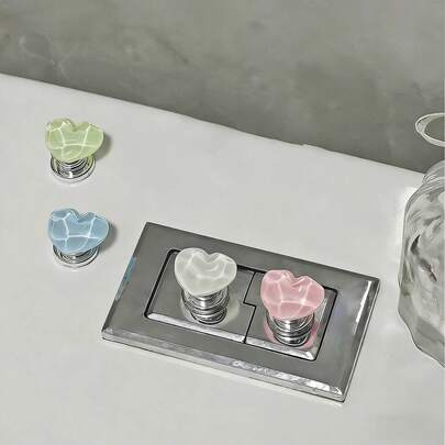 5个装心形彩色创意马桶水箱按压按钮 - 心形冲水按钮（颜色随机）