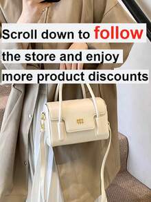 Nueva bolsa bandolera de unicolor, de moda, con letra, versátil y ajustable. Clásica y elegante, adecuada para citas, salidas, compras, ir al trabajo, otoño/invierno - Beis - Ver 3