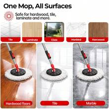 2026NEW Rotating Mop And Bucket Set, 360-Degree Rotating Mop Andbucket With Portable Wheels, Includes 3-4 Microfiber Mopheads, Adjustable Telescopic Handle Length From 38-61inches, And Comes With An Adjustable Hanging Hook. SpinMop With Adjustable Handle - TB001 - Xem 7