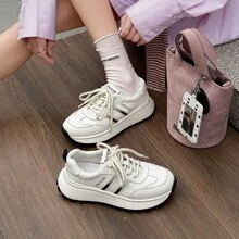 春季轻便舒适休闲运动鞋，简约设计，显瘦便捷休闲鞋 A66022 - 黑色 - 查看 2