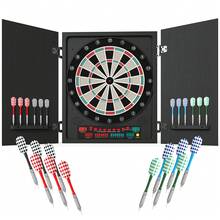 Bersaglio Frechas Electrónicas con 6 Pantallas, Bersaglio Profesional con 12 Frechas Incluidas y 27 Modalidades de Juego, para 8 Personas, 51x6.5x57cm, Negro - Negro - Ver 1
