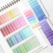 6pcs/7pcs Gradient Color Sticky Notes - Transparent PET Index Tabs With Ruler, Essential For Back To School - Multicolor - View 10