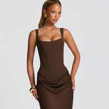 New Sexy Hot Girl Fashion Best-Selling Waist-Cinching Ruched Strapless Sleeveless Bodycon Dress - 白色 - 查看 5