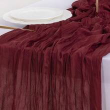 1pc 90*180cm Bohemian Gauze Country Wedding Party Gathering Crinkle Tablecloth - Burgundy - View 6