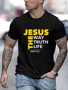 Camiseta con Estampado de Jesús, Camisetas, Camiseta Casual de Manga Corta, Moda de Verano, Casual para Todas las Temporadas, Comodidad y Fácil Cuidado - Blanco - Ver 7