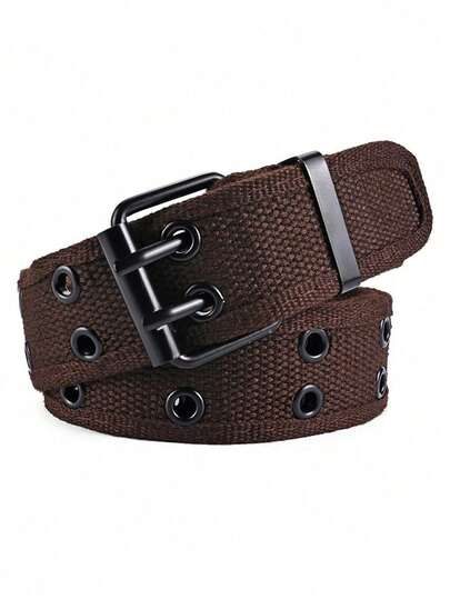 新款时尚奢华男士编织腰带，双针金属扣，男女皆宜，完美搭配休闲、运动或工作装束，是牛仔裤和西裤的理想之选。