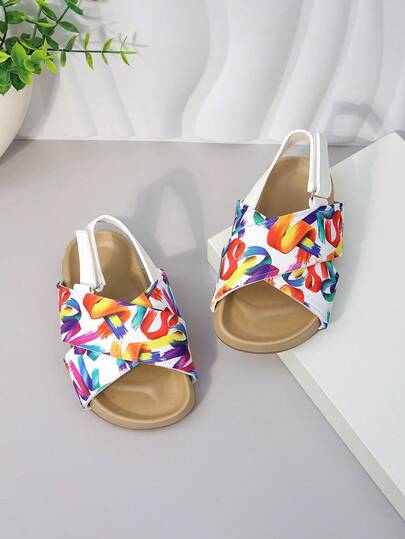 A Pair Of Girls' Sandals, 2026 Summer New Floral Princess Shoes, Slip-Resistant Soft Sole Children's Sandals, Soft Leather Baby Birkenstocks, Suitable For Summer