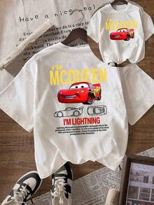 Disney Cars I'm Lightning McQueen T-Shirt: White Oversized Cotton Tee With Fun Text Style Graphic, Perfect For Cars Fans, Casual Wear And Gift - White - View 1