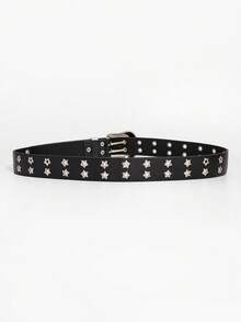 1 chiếc thắt lưng nữ màu đen kiểu Y2K Punk hai khóa, phụ kiện đa năng cho quần jeans và mặc hàng ngày. - màu đen - Xem 4