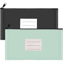 2 - Pack Bank Deposit Money Bags With Zipper, PU Leather Cash Pouches With Label, 11.2x 6.1 Inches, Coins, Cosmetics, Bills, Tools, Black Aqua Green - 2件裝:黑色和淺綠色 - 查看 1