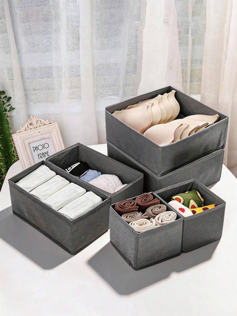 1/3/6件装内衣收纳盒，抽屉整理盒，梳妆台抽屉收纳盒，卧室衣物收纳盒，适用于连衣裙、裤子、鞋子、牛仔裤、靴子、裙子，卧室，家居收纳，春季衣物，简约风格，夏季上衣