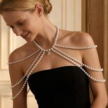 1 chiếc dây tua rua nhiều lớp kiểu Âu và Mỹ đính ngọc trai giả, phụ kiện váy phong cách Pháp cổ điển sáng tạo. - Xem 2