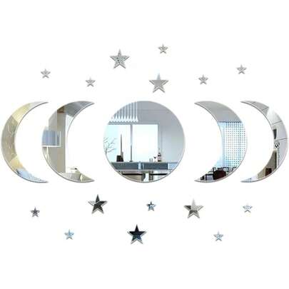 20 Pieces Of 1mm Thick Bohemia Style Acrylic Moon Star Mirror Wall Stickers, Self-Adhesive Decorative Mirrors, Suitable For Living Rooms And Bedrooms, DIY Wall Art, Non-Woven Fabric Materials, Universal Size, Is An Ideal Choice For Mid-Autumn Festival And Decoration, Which Can Be Customized.