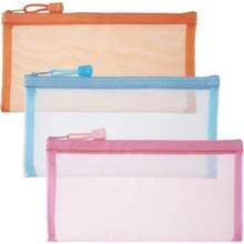 3 bolsas de maquillaje de malla pequeñas bolsas de maquillaje de malla con cierre bolsa de cosméticos portátil para mujer bolso de lápiz labial llaves artículos esenciales tarjetas - Naranja rosa y azul - Ver 8