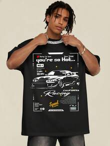 Camiseta para hombre con estampado de coche de carreras y texto Youre so hot California Racing estilo Y2K street style ideal para regalo de novio regalo de novia regalo diario - Negro - Ver 5