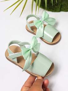 1 đôi dép xăng đan nơ xinh xắn cho trẻ em, giày đi biển cho bé gái, giày công chúa. - màu xanh lá - Xem 2