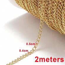 2m Gold Stainless Steel Chain With Cross, Lip, Sequin, Heart Beads, Suitable For DIY Jewelry Making Necklace, Bracelet, Accessories - 2 Meters - View 22