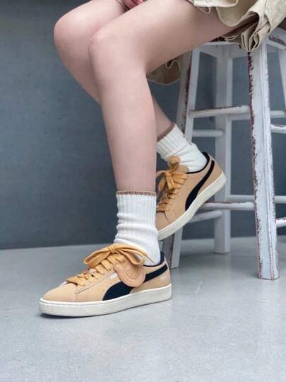  Giày thể thao cổ thấp PUMA * NSC Suede Tea Horse Road, Unisex, Nâu/Đen