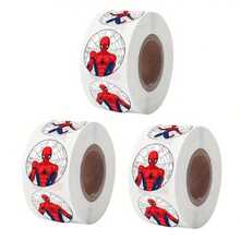 Marvel 500 piezas Pegatinas redondas de superhéroes de dibujos animados, pegatinas de vinilo resistentes al agua y autoadhesivas con patrones de personajes clásicos, fáciles de pelar y pegar, sin residuos, adecuadas para invitaciones de fiesta, sellos de sobres, embalaje de regalos - Multicolor - Ver 2