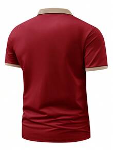 Officially Licensed By Disney: Men's New Summer Short-Sleeve Polo Shirt Featuring A Mickey Mouse Graphic Print Logo. Boasting A Vintage American Aesthetic And A Sophisticated Business-Style Collar, This Versatile Top Serves As An Excellent Layering Piece And Is Ideal For Golf. - 酒紅色 - 查看 2
