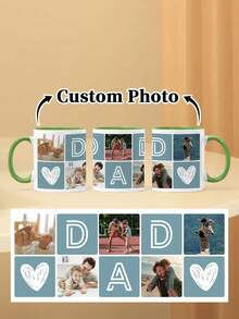 1pc 11oz Photo Mug For Dad, Father's Day Mug, Multiple Photos Can Be Customized, A Birthday Gift For Dad, Customized Family Mug, A Water Mug Exclusive To Dad, A Photo Memento Gift, Anniversary Gift. - Style 4 - View 12