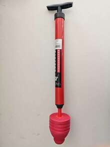 1个升级版重型马桶排水管清洁工具，配备红色橡胶手柄和红色塑料头 - 高效疏通马桶、水槽和淋浴间的堵塞物 - 耐用的管道维护设备，握感舒适，结构坚固，家用浴室管道疏通工具 - A - 查看 11