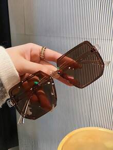 一副时尚大框方形塑料边框眼镜 - 修饰脸型 - 适合度假和日常佩戴 - 彩色 - 查看 2