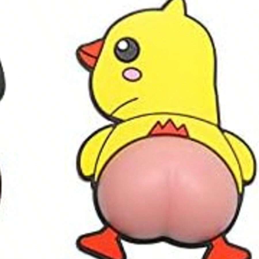 2片/套汽车保险杠防撞贴纸，采用柔软的硅胶PVC材质，带有有趣的3D卡通屁股图案（狗/鸭/猪），防水防刮，适用于任何车型 - 小鴨子 - 查看 1